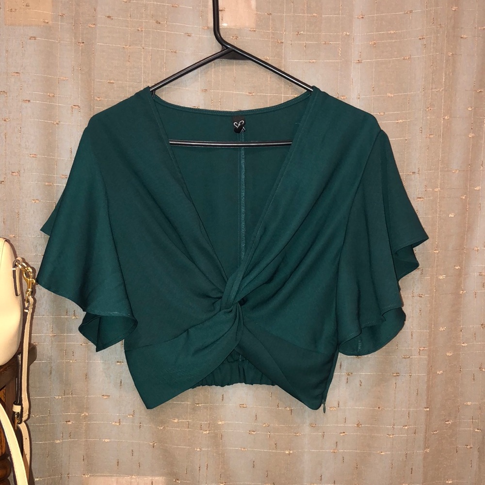 Butterfly Sleeve Knot Crop Top FAST SHIPPING